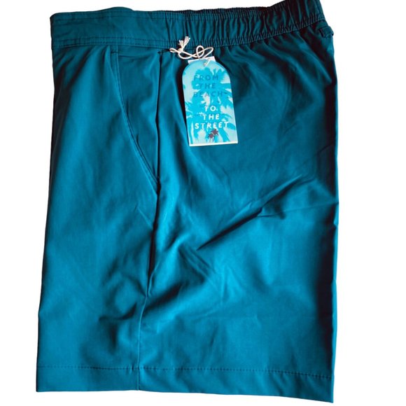 Trunks Surf & Swim Co Men MultiPurpose Short 6.5 in Sz XXL Stretch Jacquard Teal - Picture 3 of 15